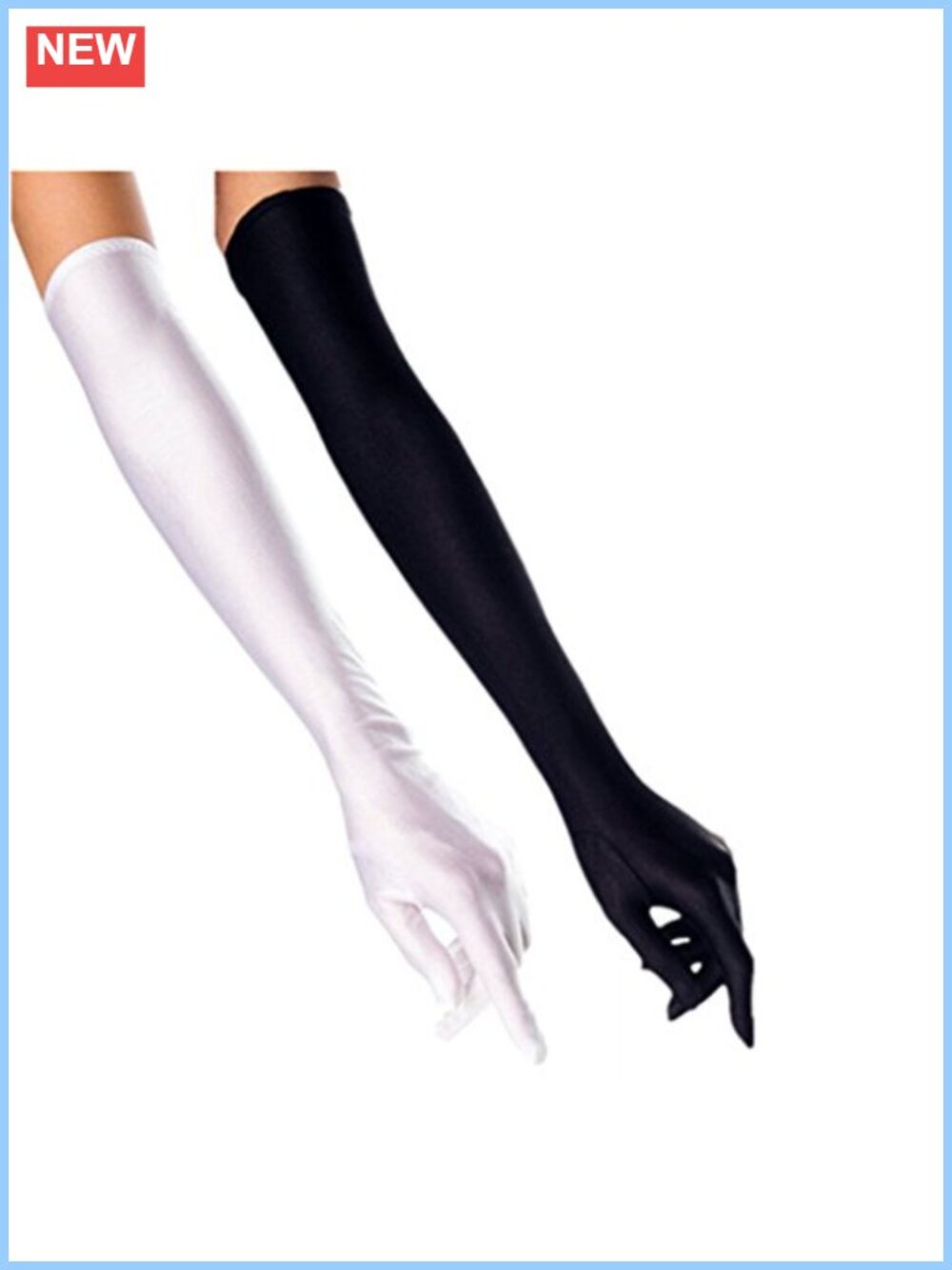 DreamHigh 22" Long Satin Evening Gloves Stretch Finger Gloves 2 Pairs